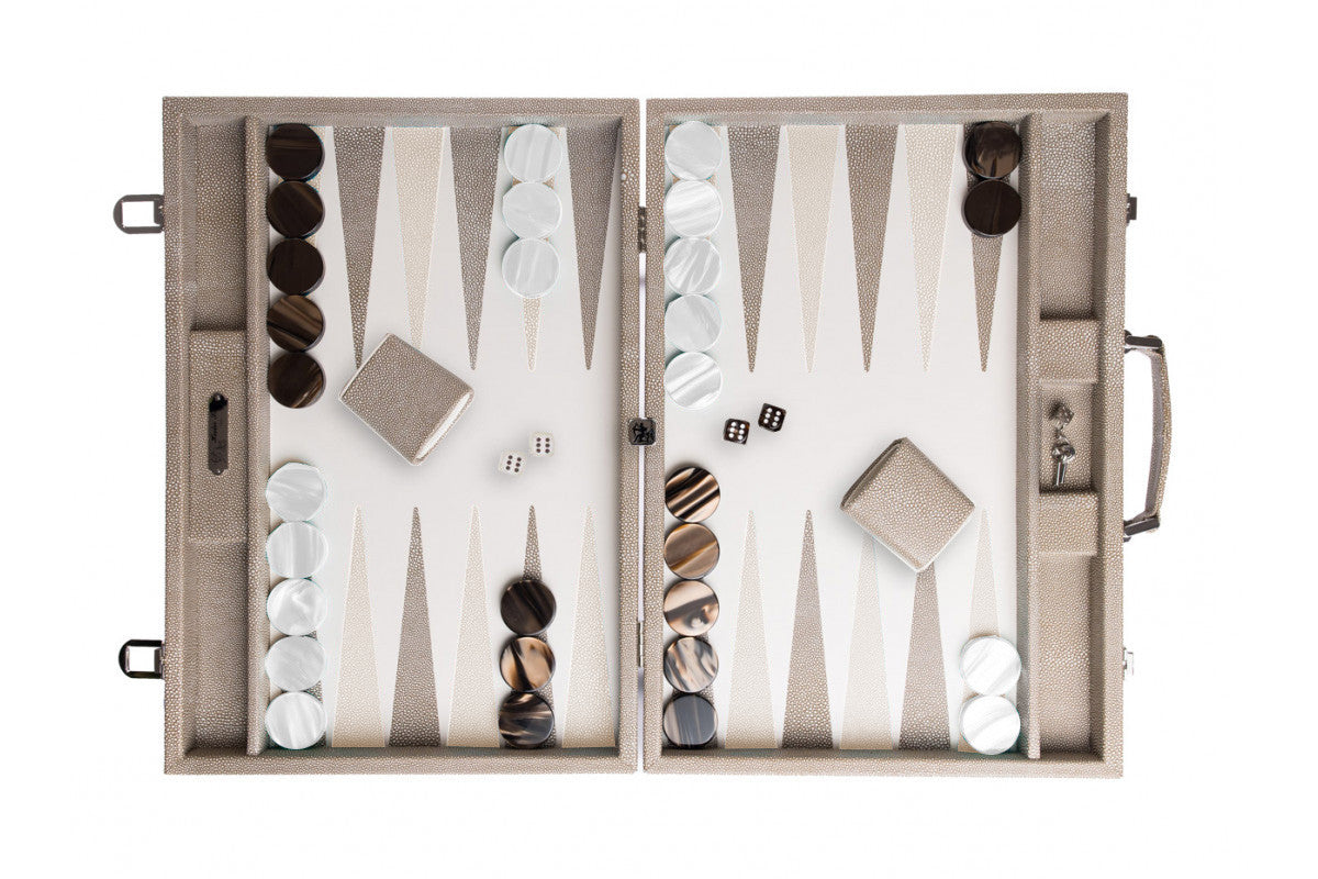 Hector Saxe - Backgammon board - Gabin competition Shagreen Taupe